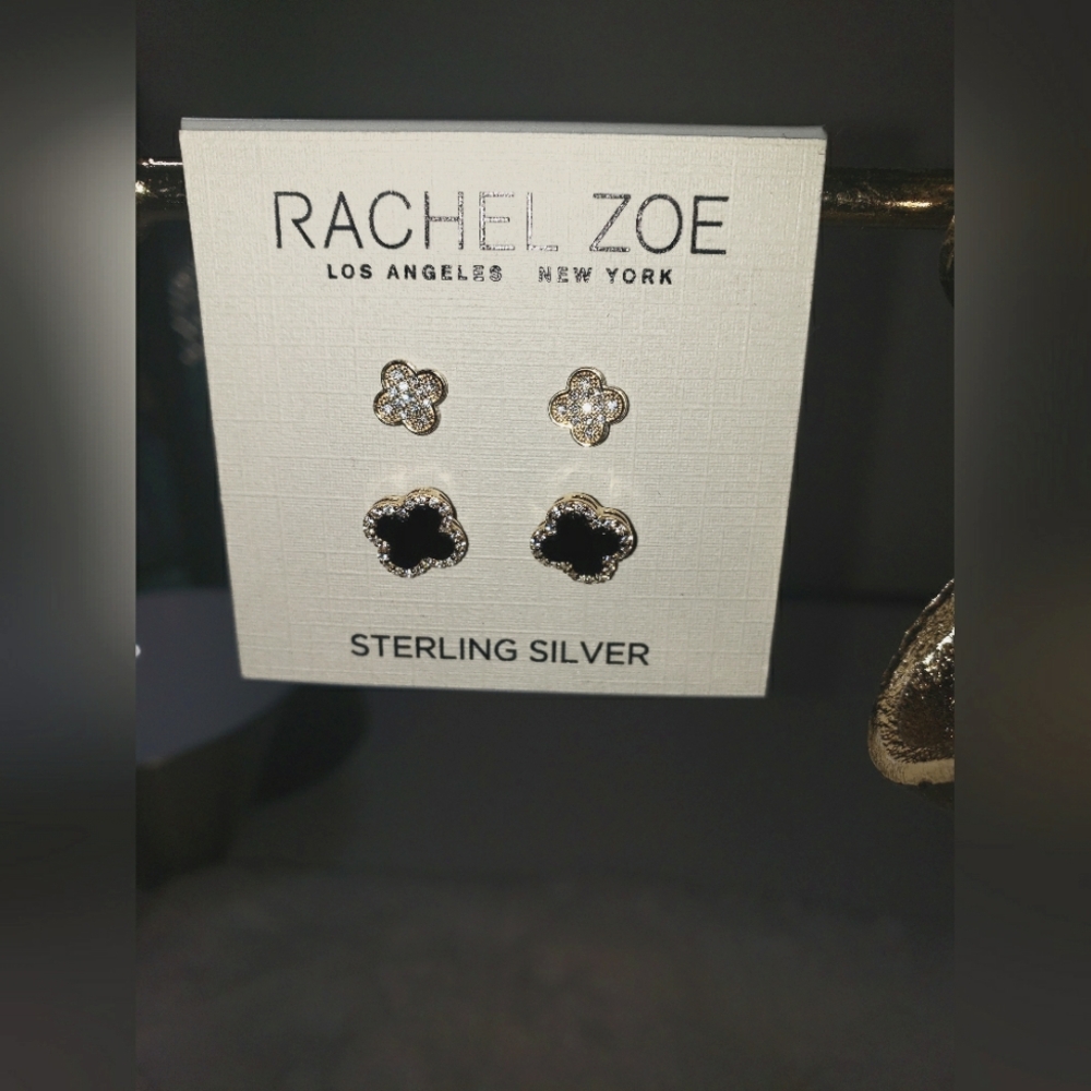 Rachel Zoe Clover Earrings Set 925 Sterling Silver